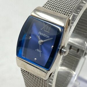 Armitron Now Watch Women 18mm Silver Tone Blue Dial Mesh Band New Battery